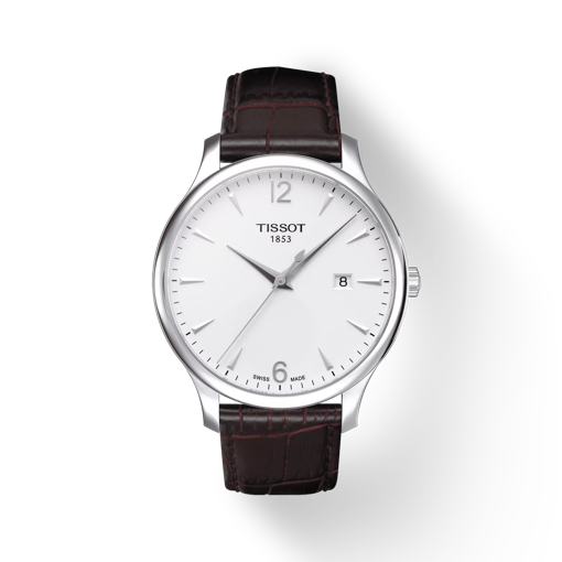 Front view of the watch Tissot Tradition with shadow