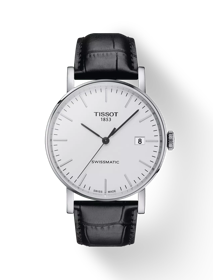 Front view of the watch Tissot Everytime Swissmatic 40mm with shadow