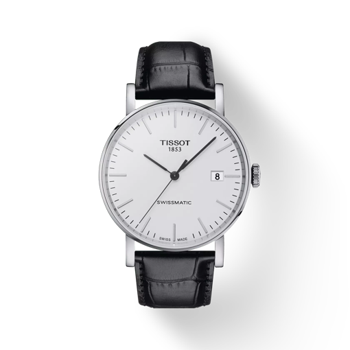 Front view of the watch Tissot Everytime Swissmatic 40mm with shadow
