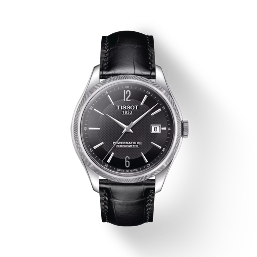 Front view of the watch Tissot Ballade Powermatic 80 COSC with shadow