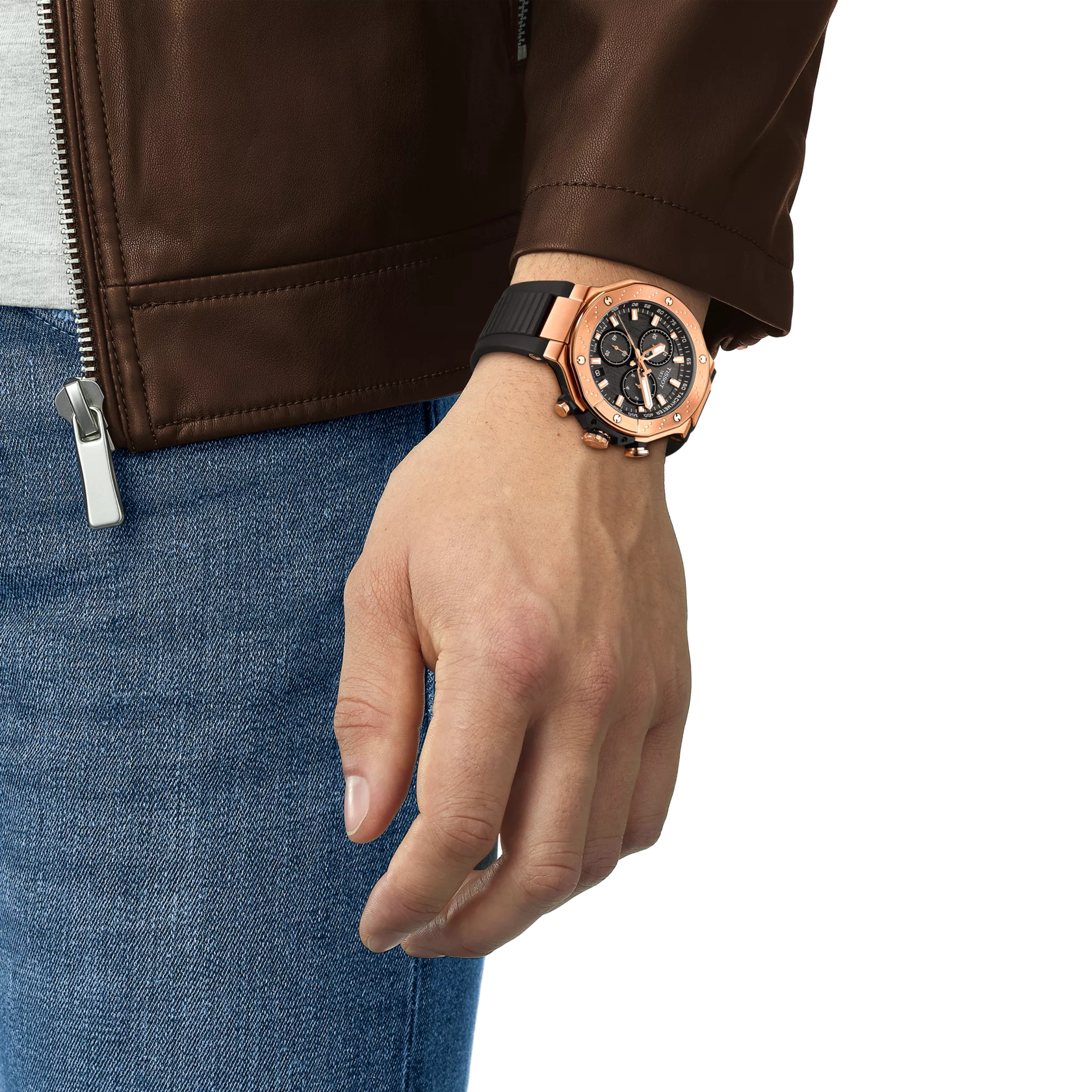 Simulation of the watch Tissot T-Race Chronograph on a wrist