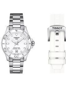 Front view of the watch Tissot Seastar 1000 36mm with additional bracelet