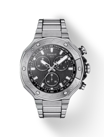Vorderansicht der Uhr Tissot T-Race Chronograph mit Schatten