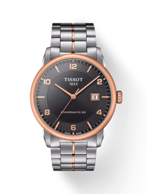 Front view of the watch Tissot Luxury Powermatic 80 with shadow