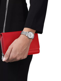 Simulation of the watch Tissot Carson Premium Automatic Lady on a wrist