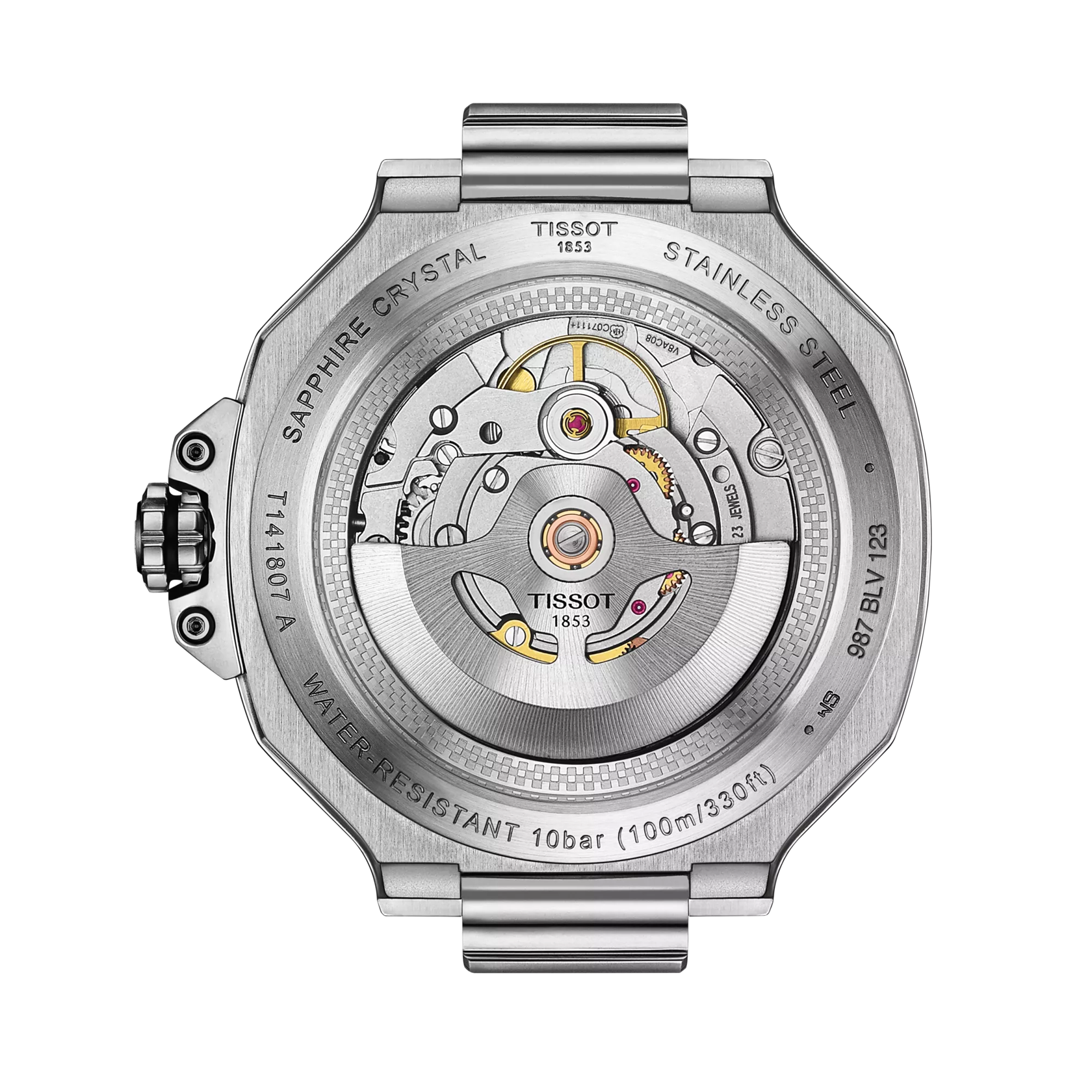 Back view of the watch case Tissot T-Race Powermatic 80 41mm