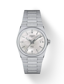Front view of the watch Tissot PRX 35mm with shadow