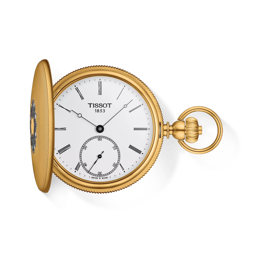 Vorderansicht der Uhr Tissot Savonnette Mechanical mit Schatten