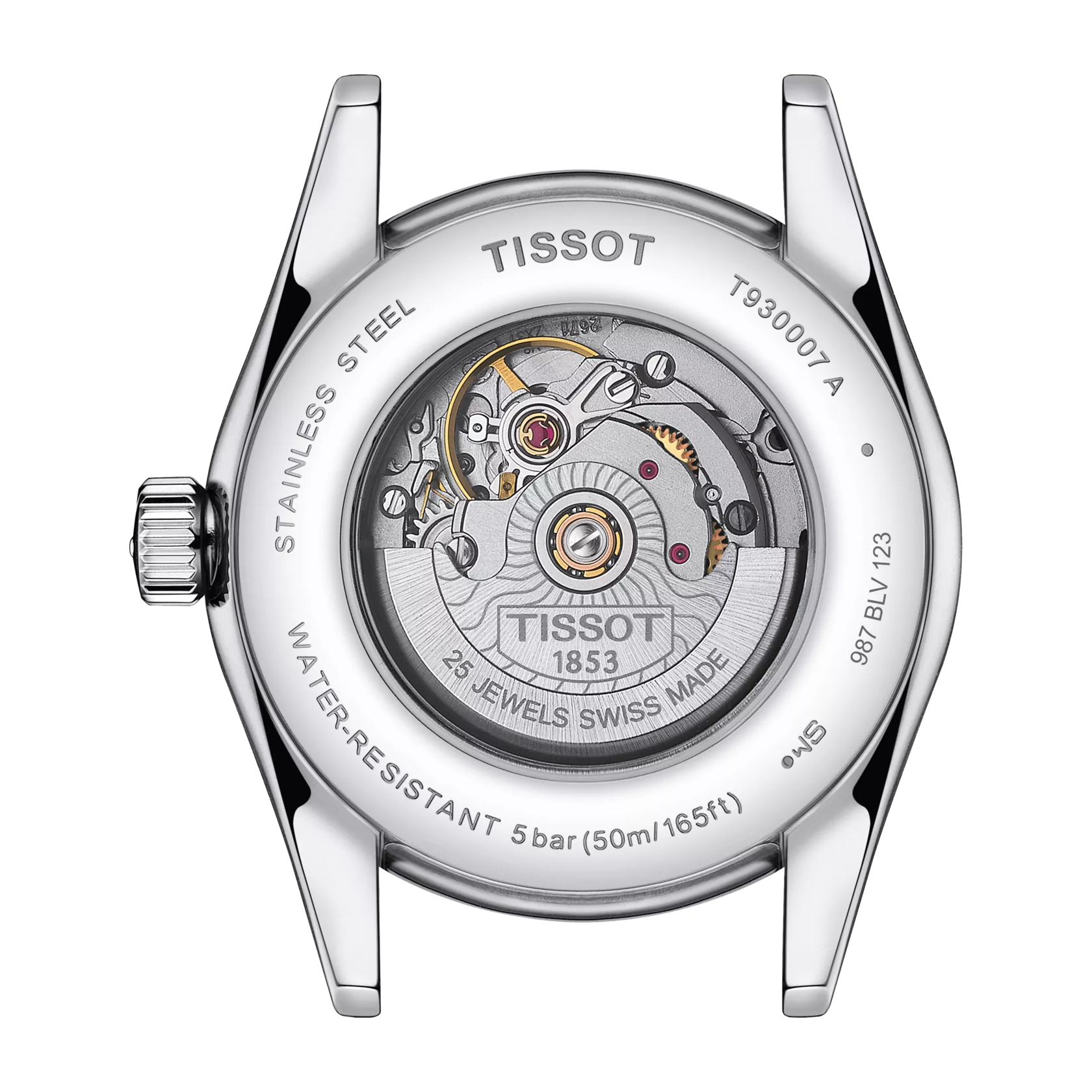Back view of the watch case 티쏘 T-마이 레이디 오토매틱 18K 골드 베젤