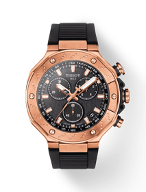 Vorderansicht der Uhr Tissot T-Race Chronograph mit Schatten