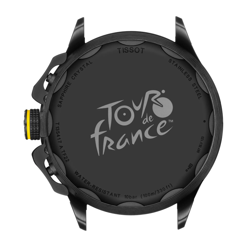 Vista posterior de la caja del reloj Tissot T-Race Cycling Tour de France  2022 Special Edition