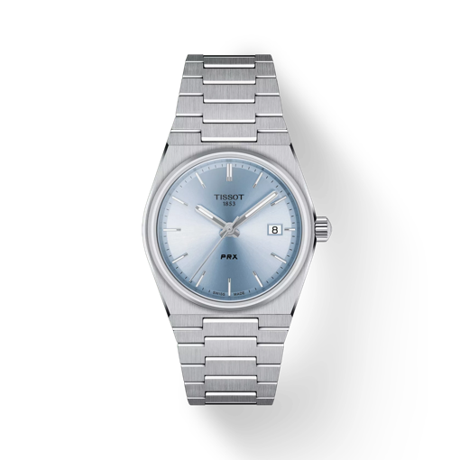 Front view of the watch Tissot PRX 35mm with shadow