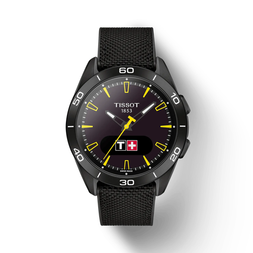Front view of the watch Tissot T-Touch Connect Sport Jungfraubahn with shadow