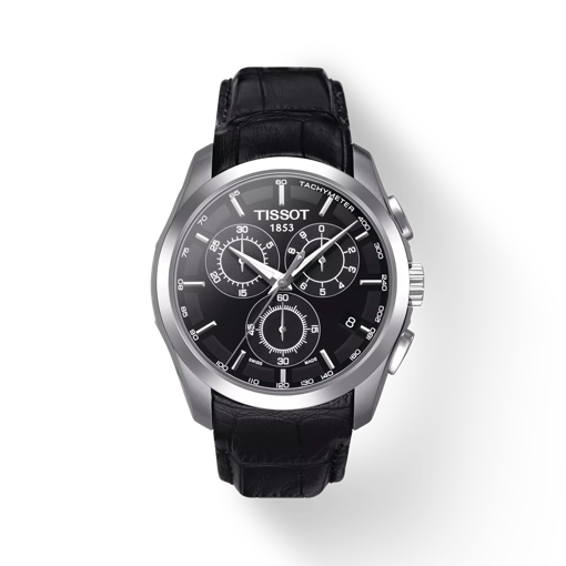 Front view of the watch Tissot Couturier Chronograph with shadow