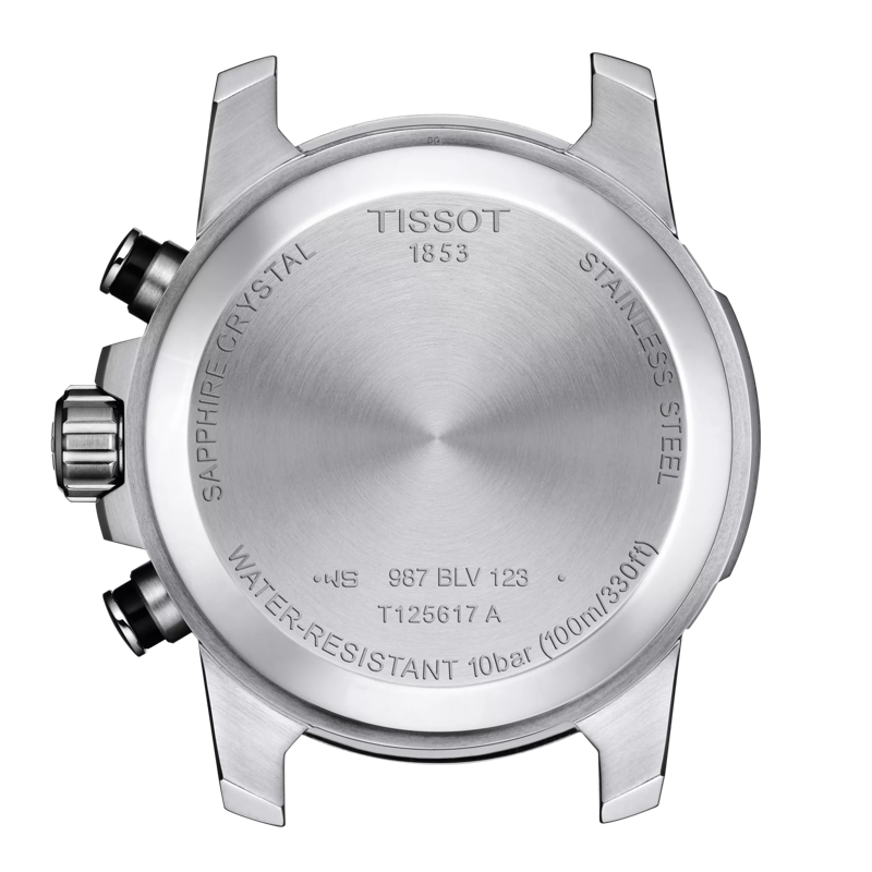 Vista posterior de la caja del reloj Tissot Supersport Chrono