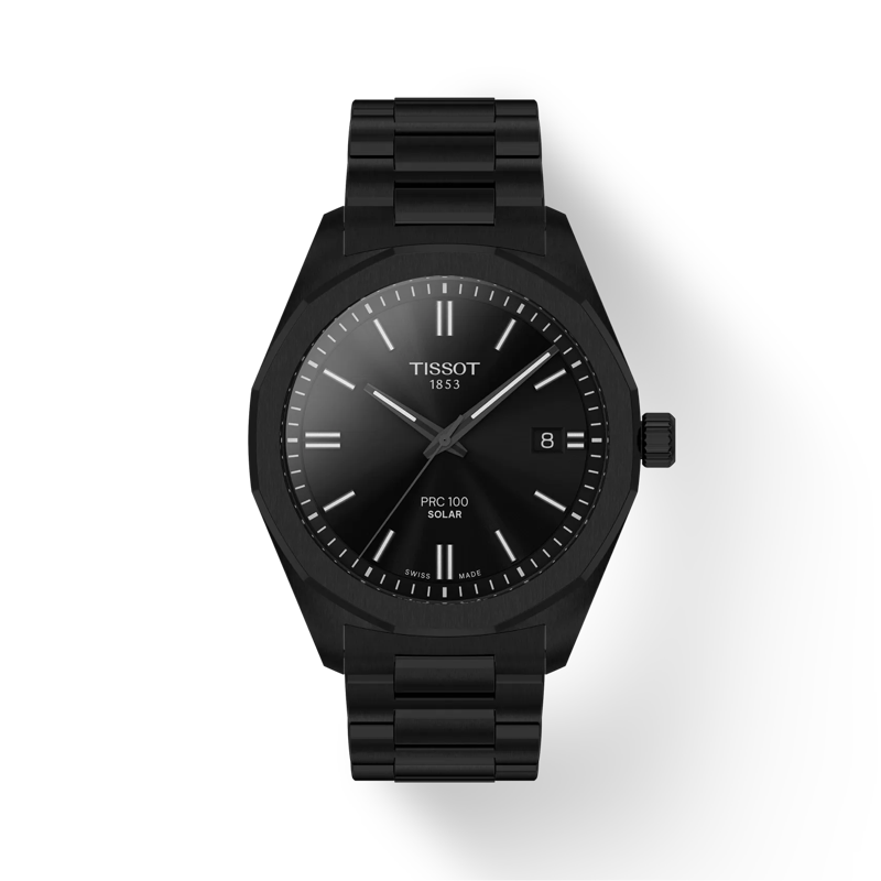 Front view of the watch 티쏘 PRC 100 SOLAR 쿼츠 39mm with shadow