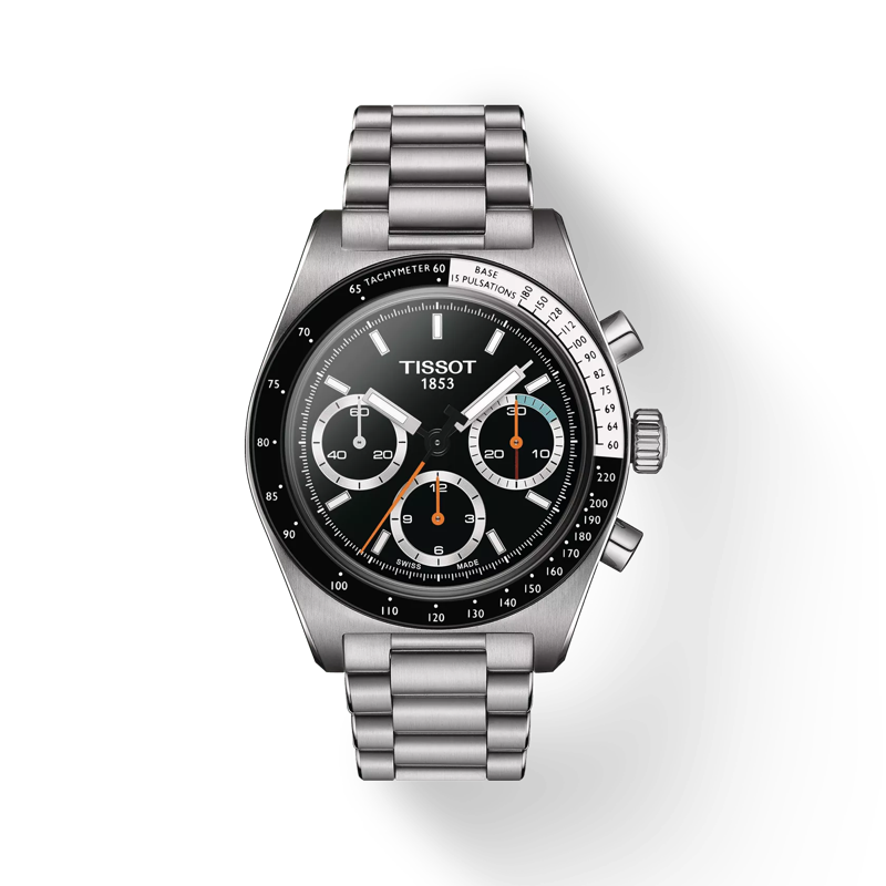Front view of the watch Tissot PR516 Mechanical Chronograph with shadow