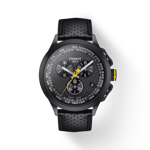 Vista frontal del reloj Tissot T-Race Cycling Tour de France  2022 Special Edition con sombra
