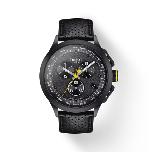 Vorderansicht der Uhr Tissot T-Race Cycling Tour de France  2022 Special Edition mit Schatten
