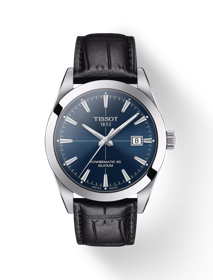 Front view of the watch Tissot Gentleman Powermatic 80 Silicium with shadow