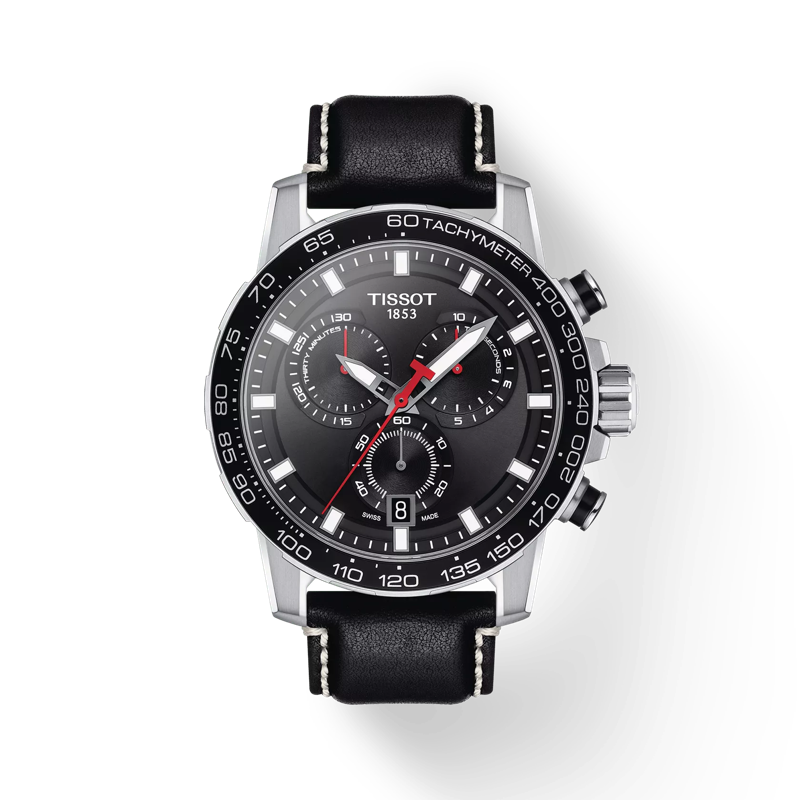 Vista frontal del reloj Tissot Supersport Chrono con sombra