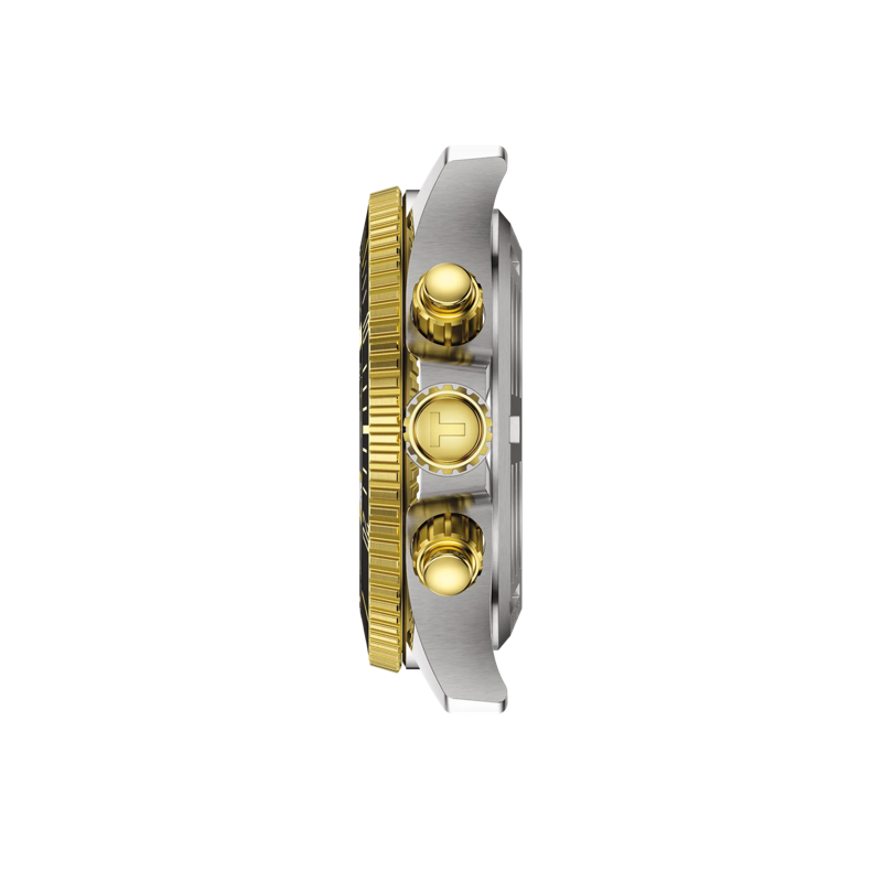 Vue de profil du boîtier de la montre Tissot Seastar 1000 Quartz Chronograph 38mm