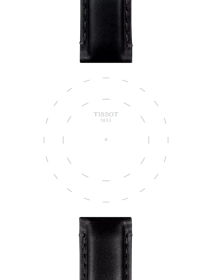 Zoom auf die Gehäusehörner von Original Tissot Lederarmband schwarz Bandanstoß 20 mm