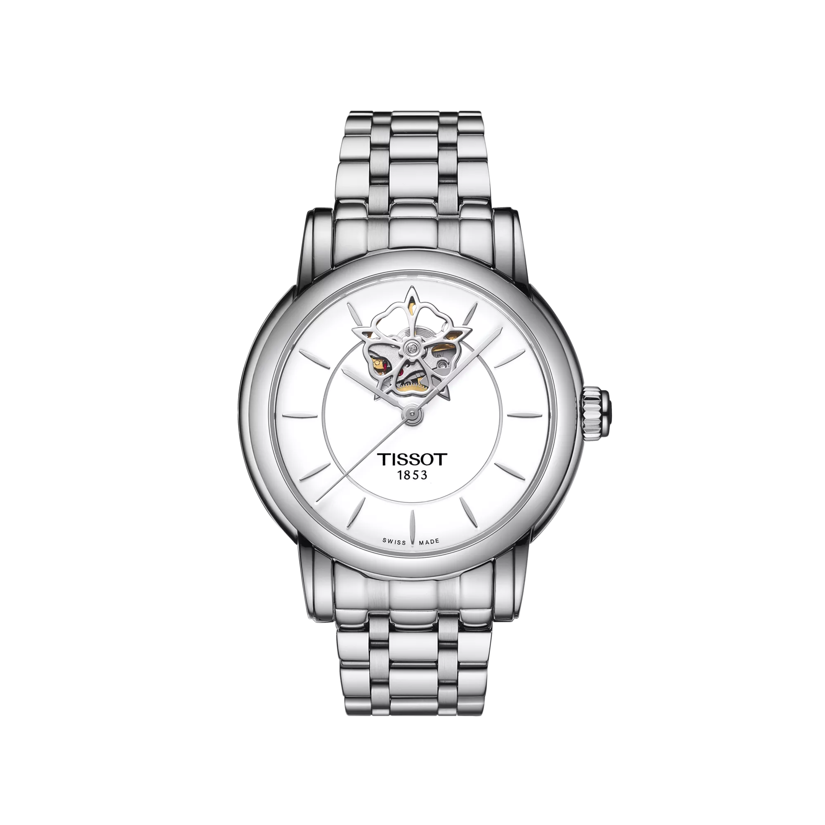 Vue de face de la montre Tissot Lady Heart Powermatic 80