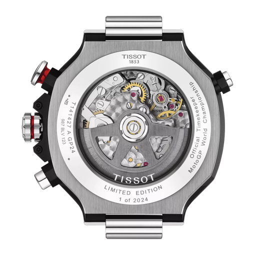 Rückansicht des Gehäuses der Uhr Tissot T-Race MotoGP Chronograph 2024 Limited Edition