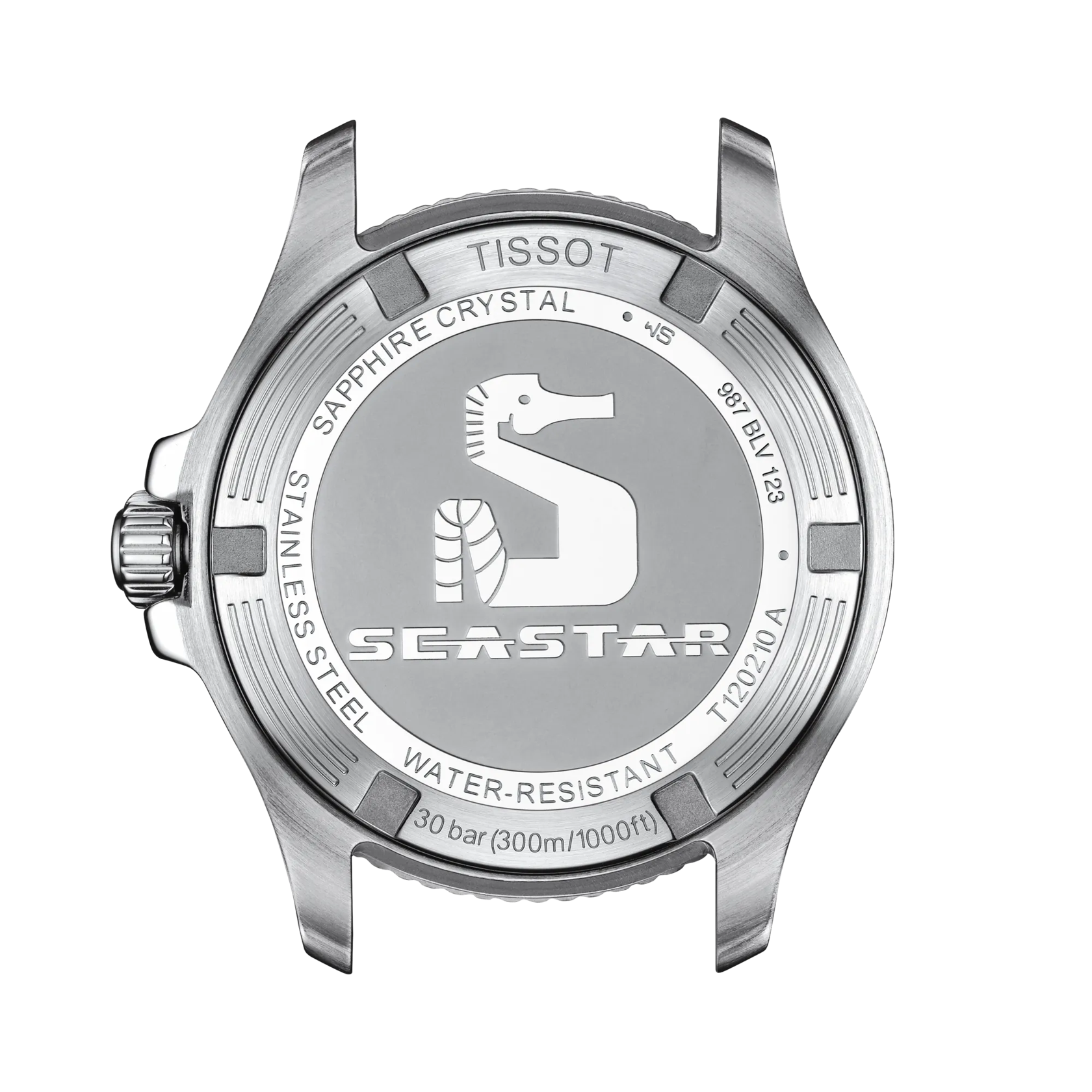 Back view of the watch case Tissot Seastar 1000 Quartz 36mm
