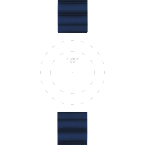 Zoom auf die Gehäusehörner von Original Tissot Silikonarmband blau Bandanstoss 22 mm