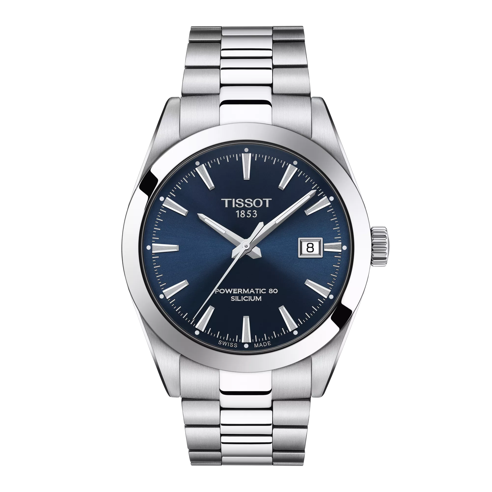 Front view of the watch Tissot Gentleman Powermatic 80 Silicium