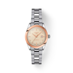 Front view of the watch Tissot T-My Lady Automatic 18K Gold bezel with shadow