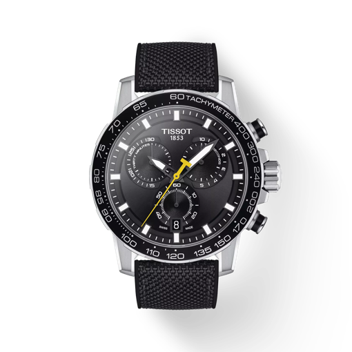Front view of the watch Tissot Supersport 系列計時款 with shadow