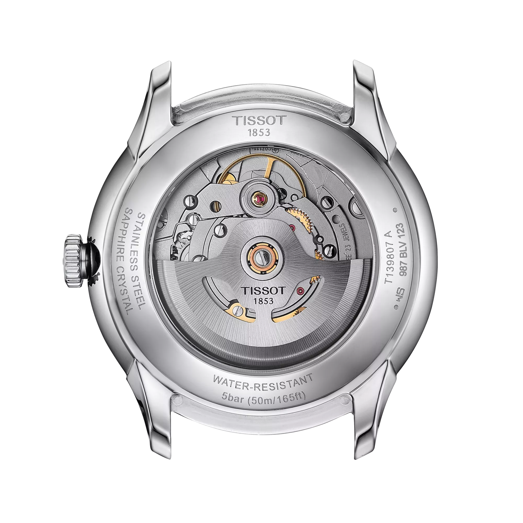 Back view of the watch case Tissot Chemin des Tourelles Powermatic 80 39 mm