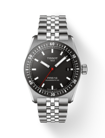 Front view of the watch Tissot PR516 Powermatic 80 with shadow