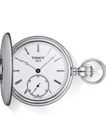 Vorderansicht der Uhr Tissot Savonnette Mechanical mit Schatten