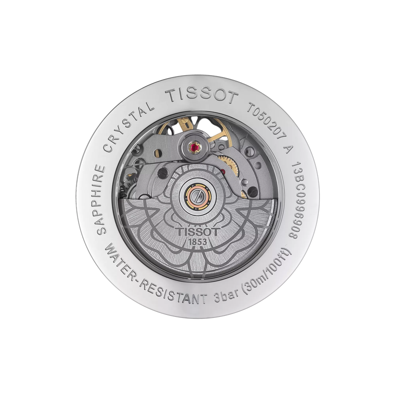 Vue arrière du boîtier de la montre Tissot Lady Heart Powermatic 80