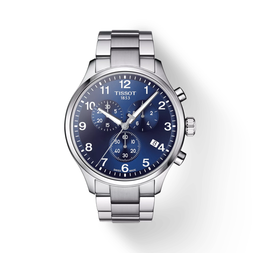 Vorderansicht der Uhr Tissot Chrono XL Classic mit Schatten