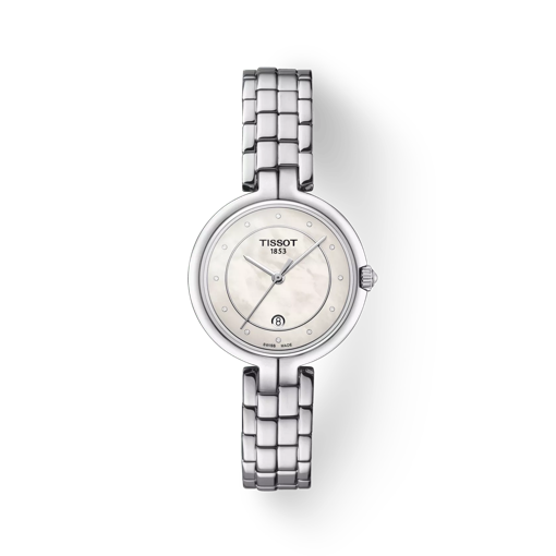 Front view of the watch Tissot Flamingo with shadow