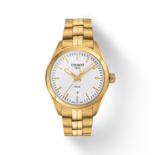 Front view of the watch Tissot PR 100 Lady with shadow