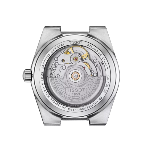 Back view of the watch case Tissot PRX Powermatic 80 Steel & 18K Gold Bezel 35mm