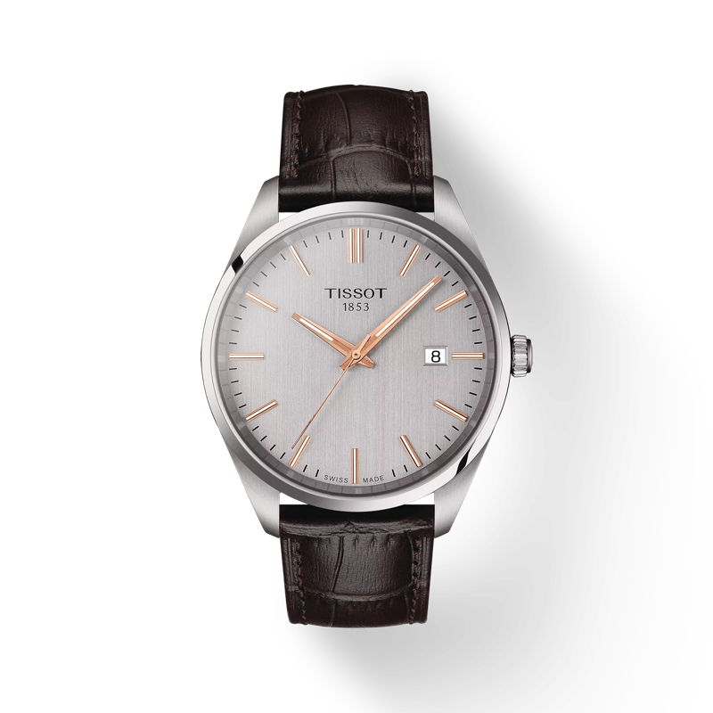 Vorderansicht der Uhr Tissot PR 100 mit Schatten