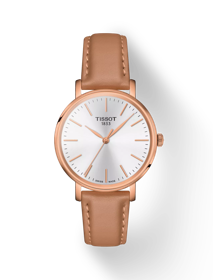Front view of the watch Tissot Everytime 34mm with shadow
