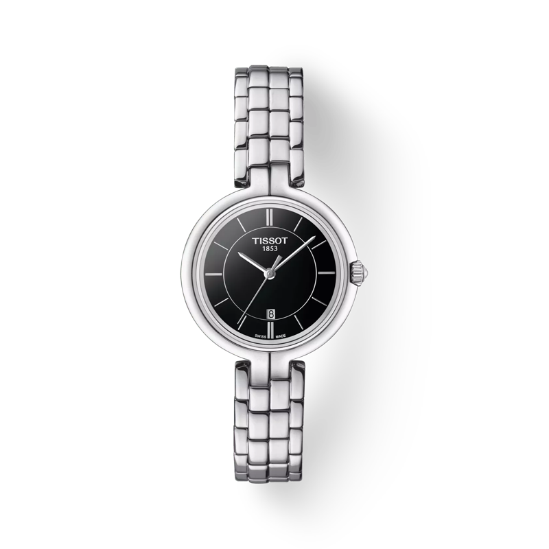 Front view of the watch Tissot Flamingo with shadow
