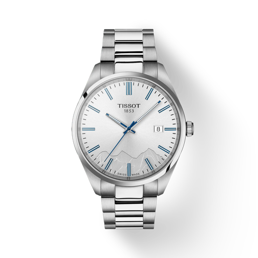 Front view of the watch Tissot PR 100 Jungfraubahn Quartz 40mm with shadow