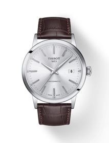 Front view of the watch Tissot Classic Dream Swissmatic with shadow