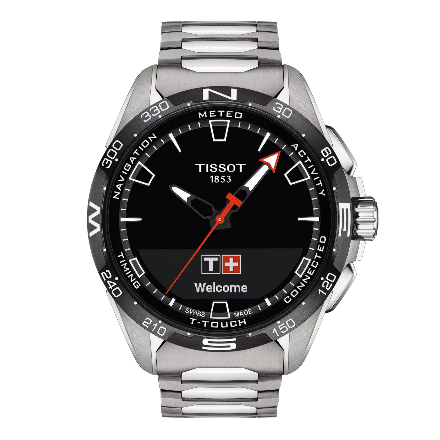 Vista frontale orologio Tissot T-Touch Connect Solar