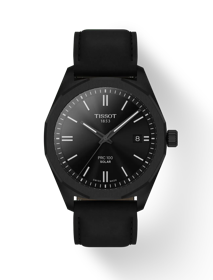 Vorderansicht der Uhr Tissot PRC 100 Solar Quartz 39mm mit Schatten