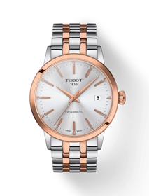 Front view of the watch Tissot Classic Dream Swissmatic with shadow